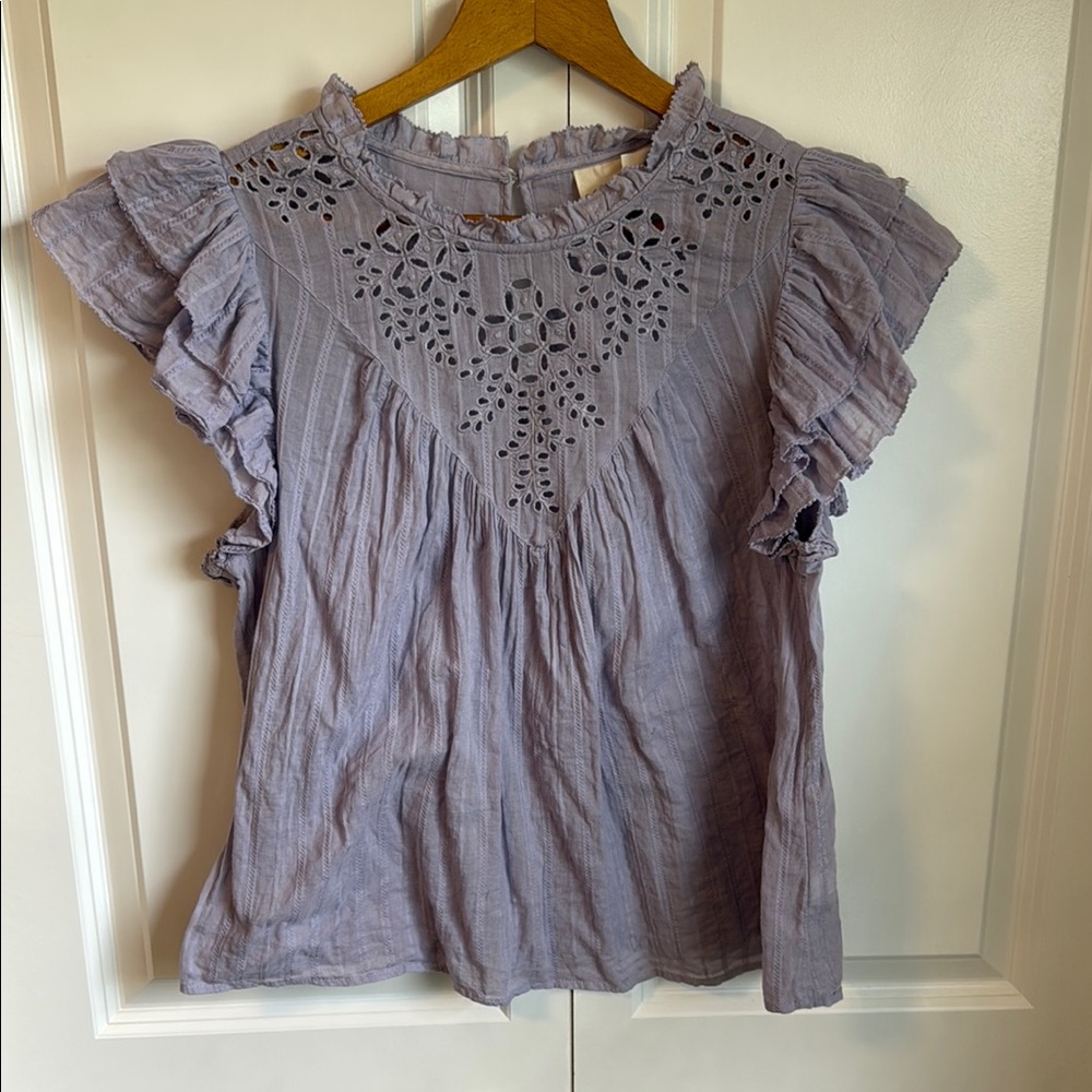 Universal Thread Purple Flutter Sleeve Blouse